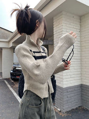 women's slim zip stand collar sweater coat, view 8 - MRSLM