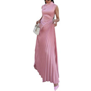 solid color pleated dress, slim fit, view 5 - MRSLM