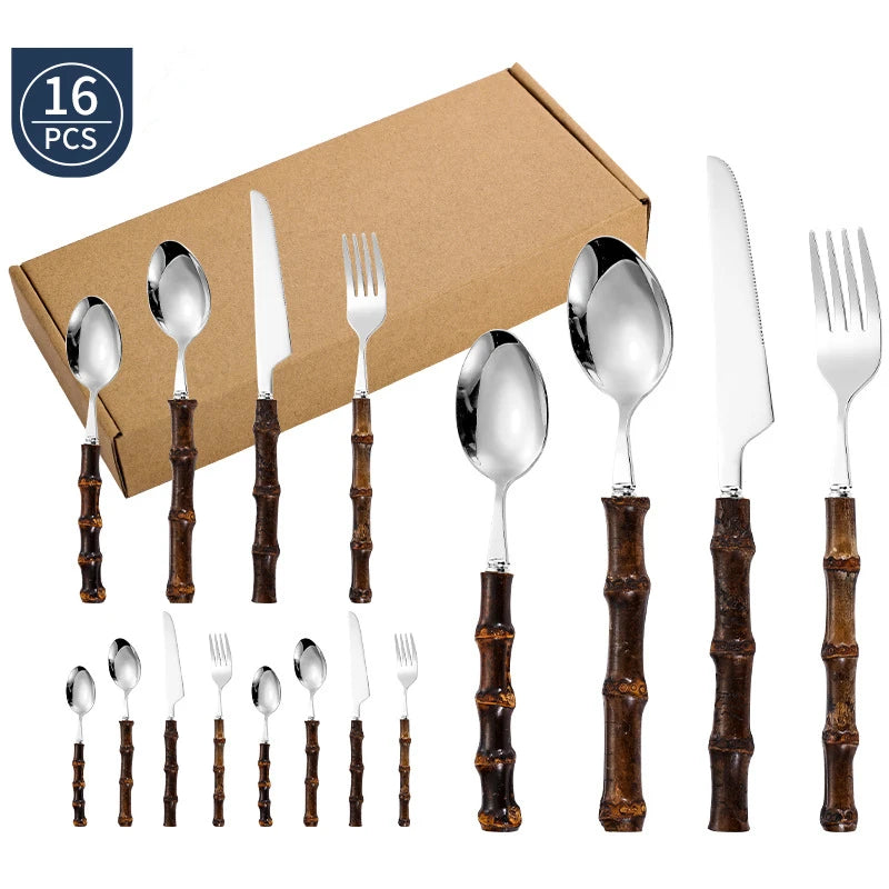 black bamboo dinnerware set, view 4 - MRSLM
