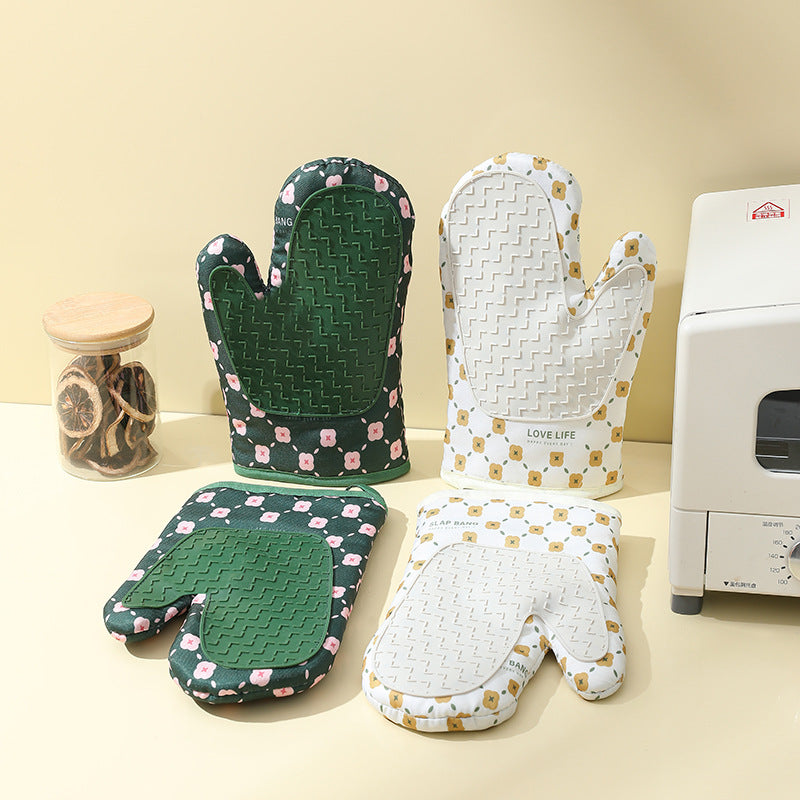 Cotton and silicone non-slip oven mitts - MRSLM