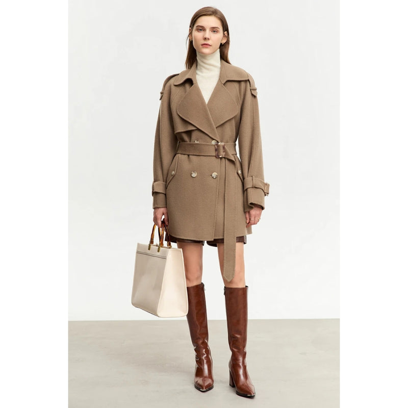 women's mid-length wool coat, view 3 - MRSLM