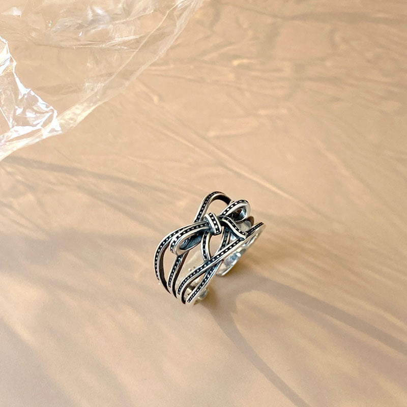 vintage s925 silver bends and hitches ring, view 4 - MRSLM
