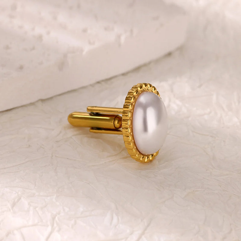 Pearl cufflinks for men, view 4 - MRSLM