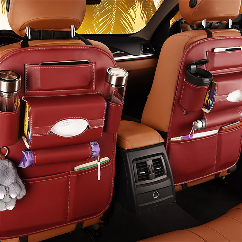 PU leather car back seat organizer, view 3 - MRSLM