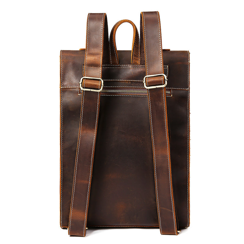 men's first layer cowhide leather backpack, view 2 - MRSLM