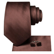 Coffee brown silk tie set, view 4 - MRSLM