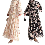 chiffon flower print long dress, view 7 - MRSLM