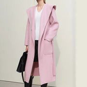 hooded long wool overcoat with belt - MRSLM