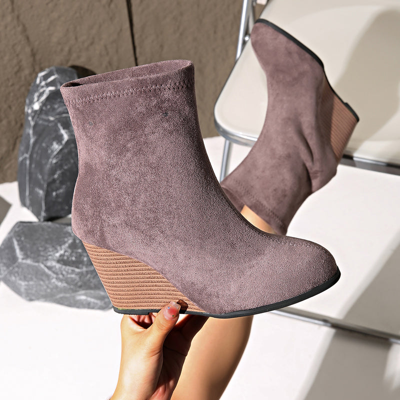 women's suede wedge boots, view 5 - MRSLM
