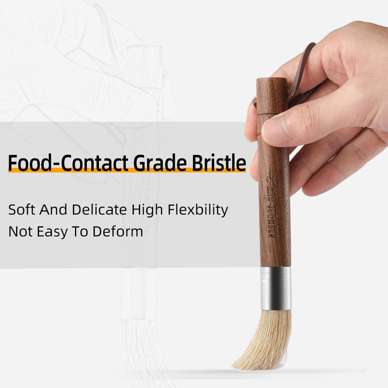 espresso grinder brush with wooden handle, view 4 - MRSLM