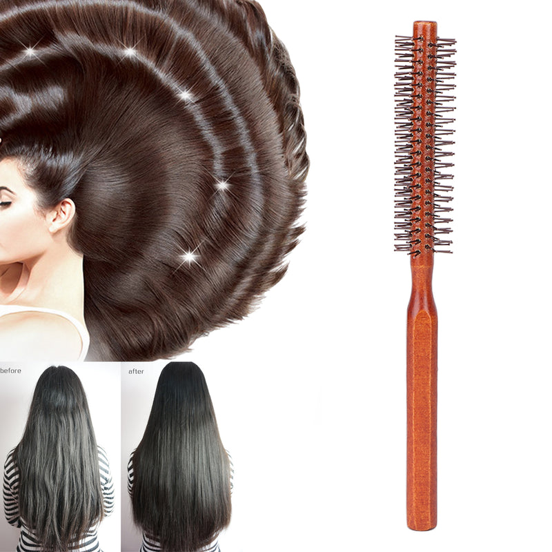round wood hair brush, view 4 - MRSLM