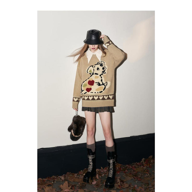 kawaii dog pullover sweater, view 4 - MRSLM