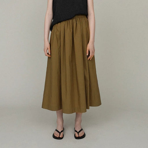 Retro olive green loose summer skirt, view 2 - MRSLM