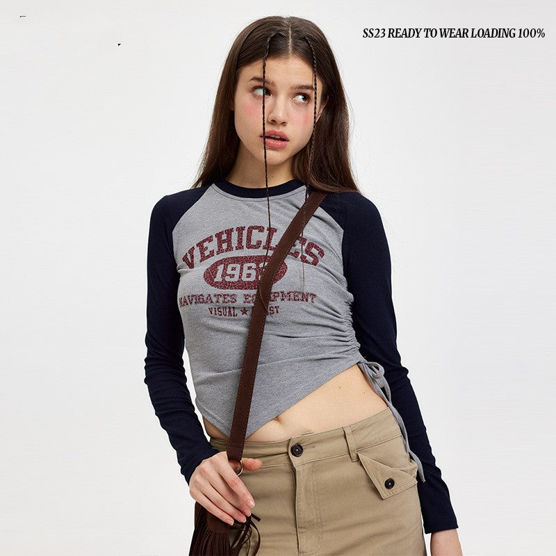 retro irregular hem printed t-shirt top, view 5 - MRSLM