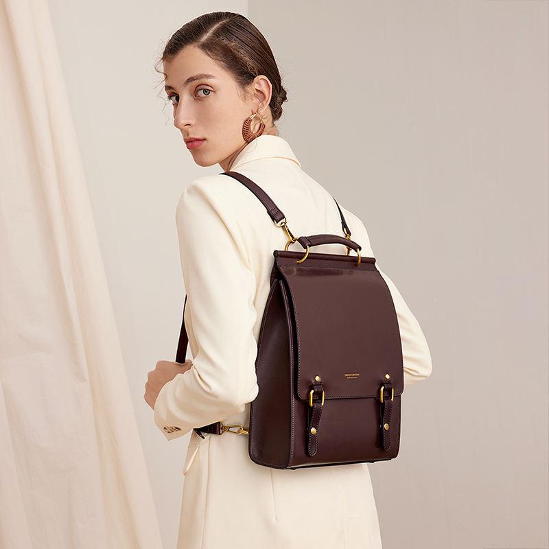 women's vintage leather backpack purse - MRSLM