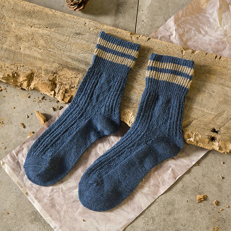 thick striped wool socks, view 2 - MRSLM