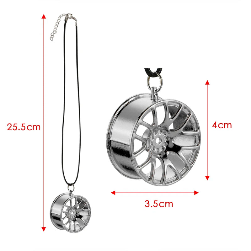 metal wheel hub pendant for car rearview mirror, view 9 - MRSLM