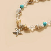 starfish and green stone beaded anklet, view 5 - MRSLM