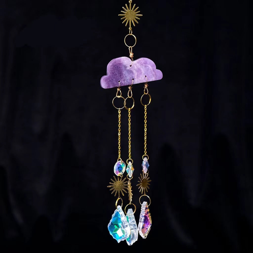 Crystal Cloud Sun Catcher Wind Chimes Christmas Pendant Chain