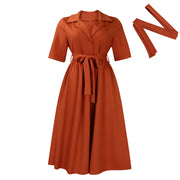 short sleeve suit collar dress, view 9 - MRSLM