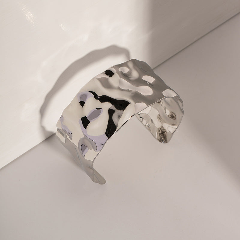 hammered cuff bracelet, view 7 - MRSLM