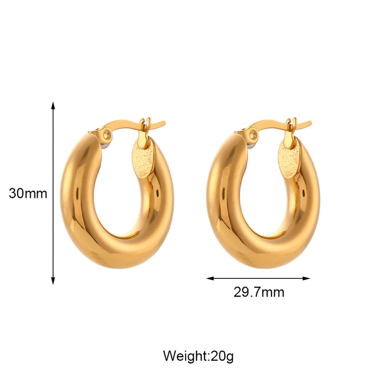 gold-plated stainless steel hoop earrings, view 2 - MRSLM