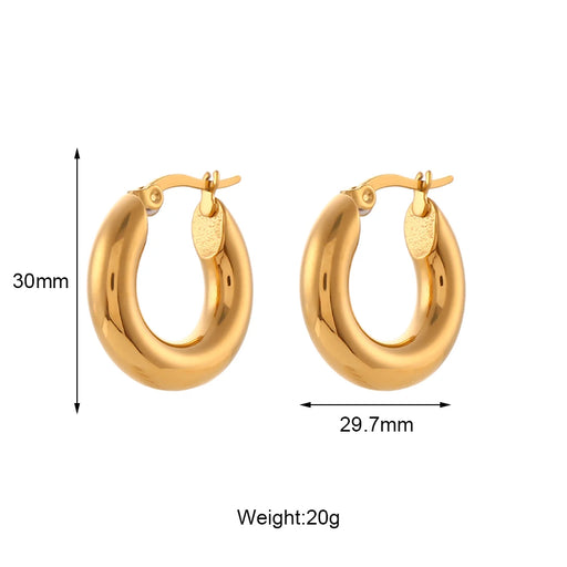 gold-plated stainless steel hoop earrings, view 2 - MRSLM