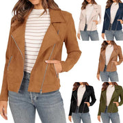 deerskin velvet motorcycle jacket with zipper pockets, view 4 - MRSLM