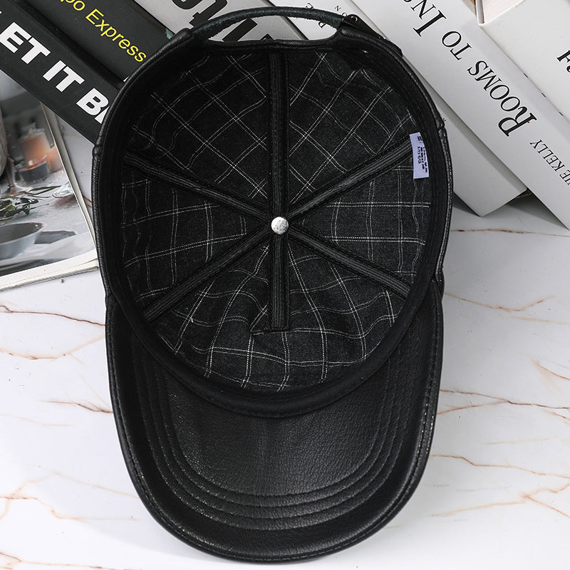 men's sheepskin leather baseball cap, view 4 - MRSLM