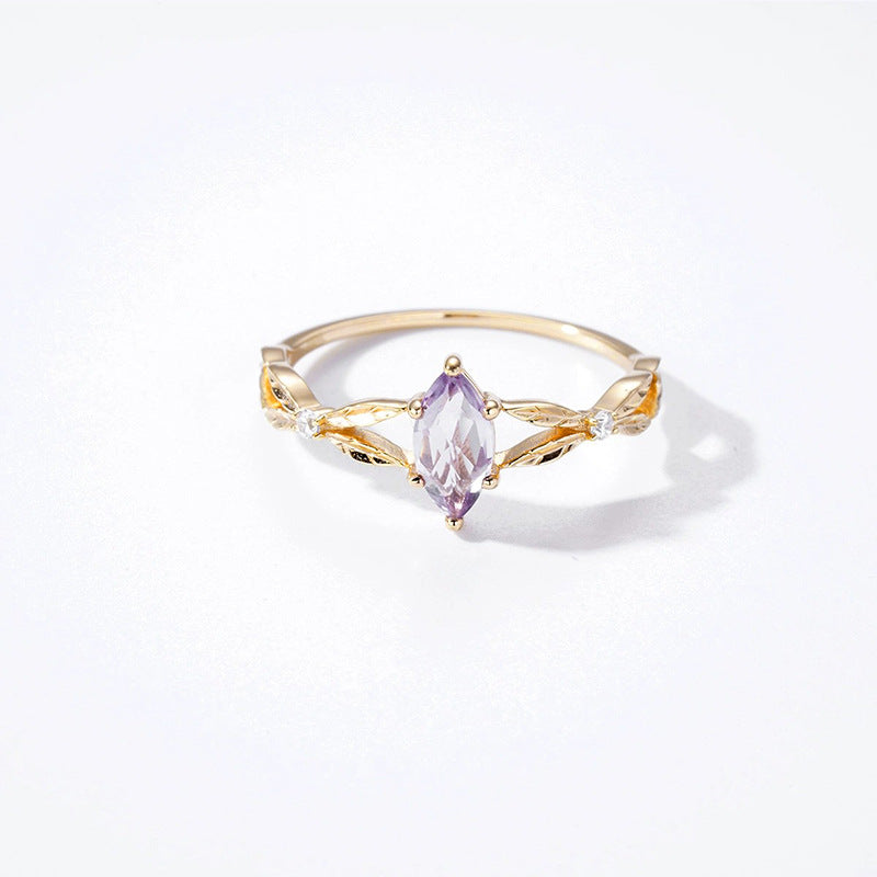 lavender amethyst white zirconia silver ring, view 6 - MRSLM