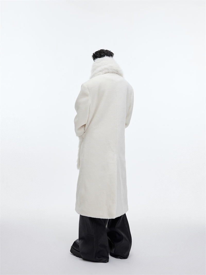 plush thickened overcoat with scarf, view 3 - MRSLM