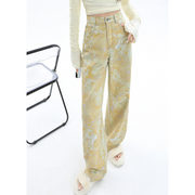 yellow wide leg cargo jeans, view 5 - MRSLM