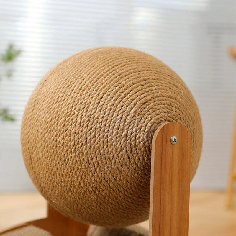 wooden cat scratcher with sisal ball, view 6 - MRSLM