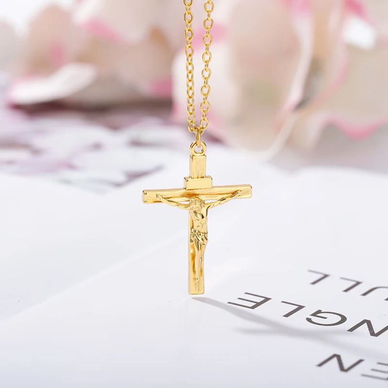 gothic cross pendant necklace, view 5 - MRSLM