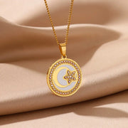 gold moon pendant necklace, view 9 - MRSLM