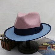 dual-color felt fedora hat, view 3 - MRSLM
