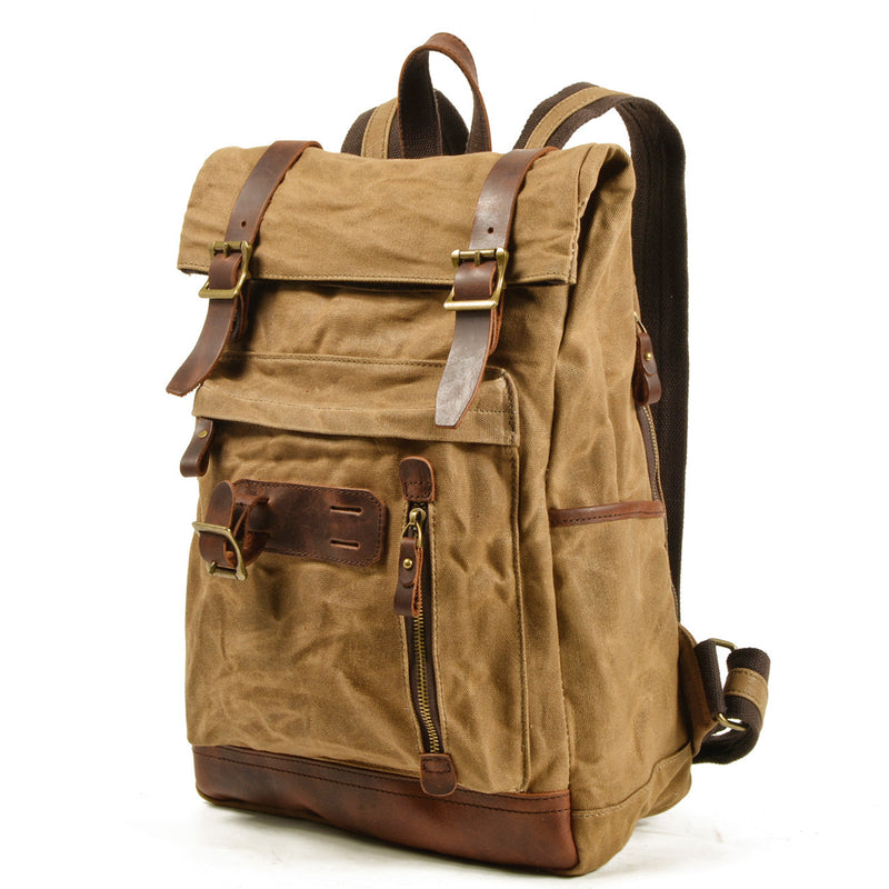 canvas outdoor travel backpack, view 2 - MRSLM