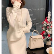 Pink knitted two-piece dress set, view 3 - MRSLM