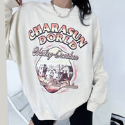 women's retro washed round neck sweater, view 5 - MRSLM