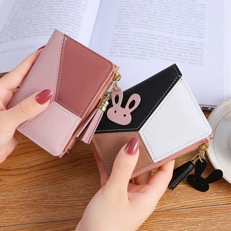 plaid mini wallet with tassel, view 5 - MRSLM