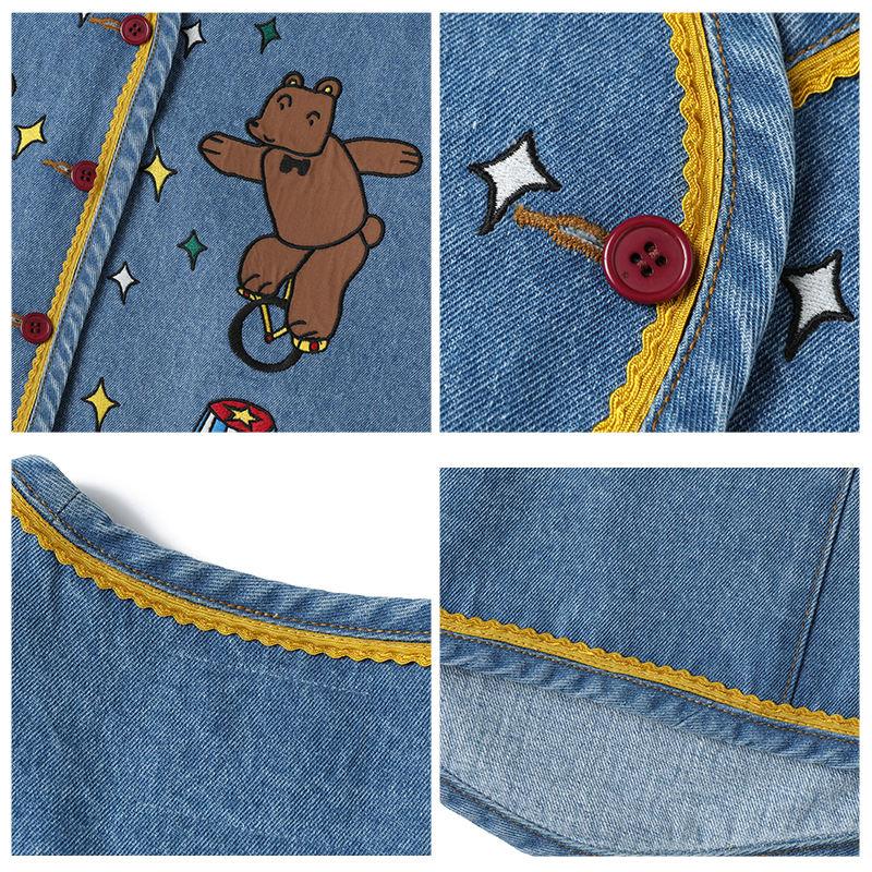 Denim vest jacket with cartoon graphic, view 7 - MRSLM