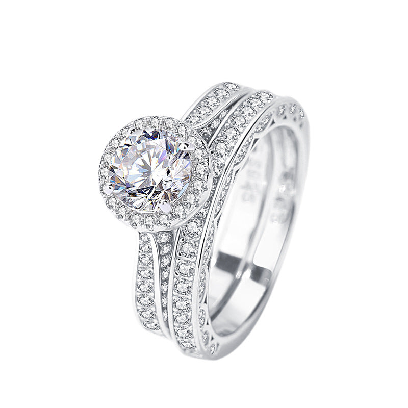 1 karat moissanite ring set, view 3 - MRSLM