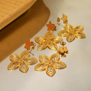 gold flower drop earrings, view 5 - MRSLM