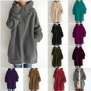 women's fuzzy full-zip long hoodie, view 2 - MRSLM