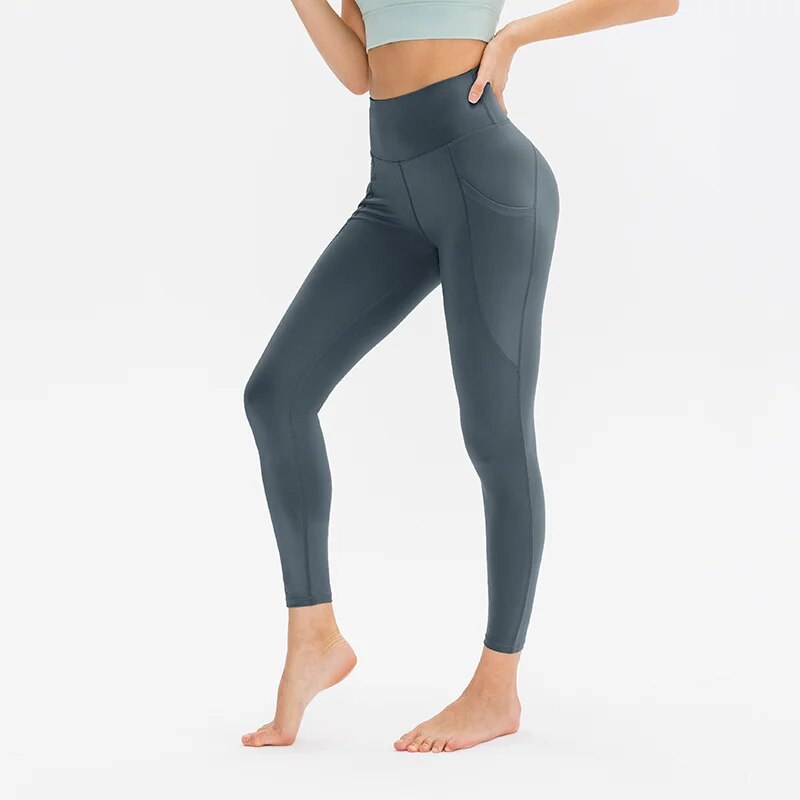 high-waist yoga leggings with pockets, view 6 - MRSLM