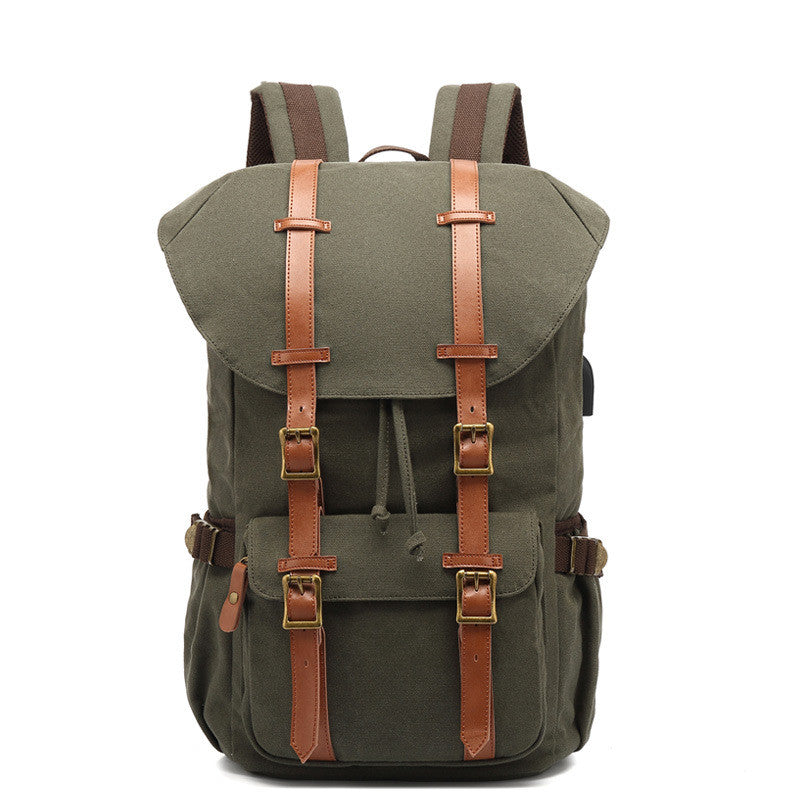 Large capacity retro canvas travel backpack, view 3 - MRSLM