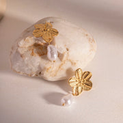 Floral pearl drop earrings, view 4 - MRSLM