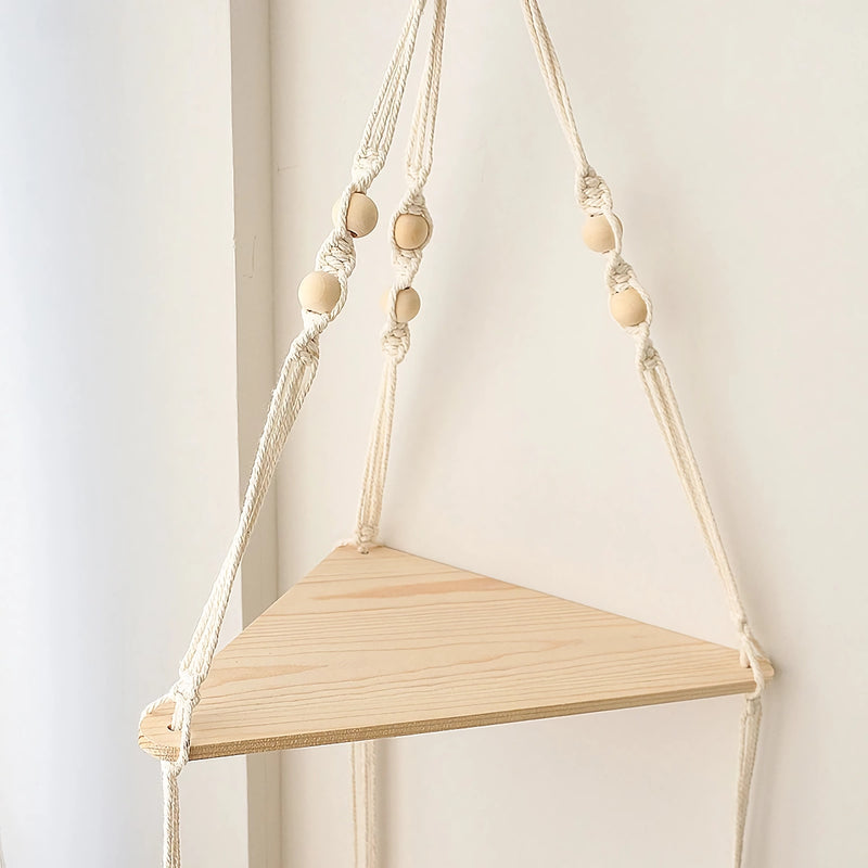 macrame floating shelf, view 9 - MRSLM