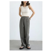 women's elastic waist cotton straight sweatpants, view 2 - MRSLM