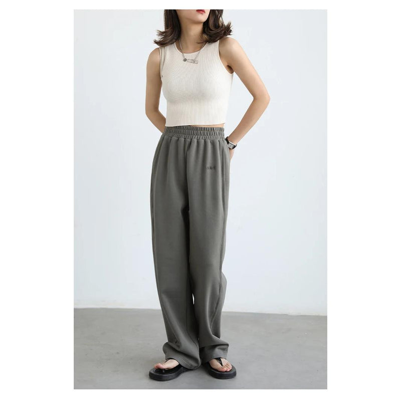 women's elastic waist cotton straight sweatpants, view 2 - MRSLM